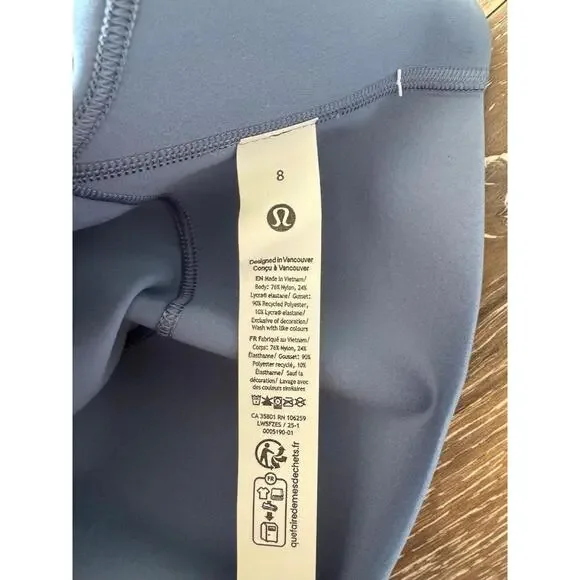 Lululemon Glow Up Tight High Rise 25” Washed Denim Size 8 NWT